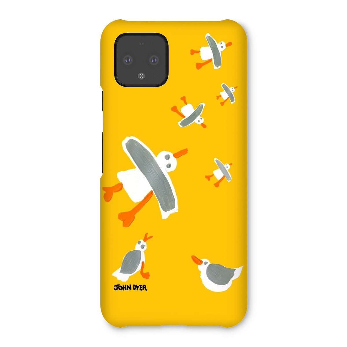 Snap Art Phone Case. Cornish Seagulls - Yellow Colour. Artist John Dyer. Cornwall Art Gallery