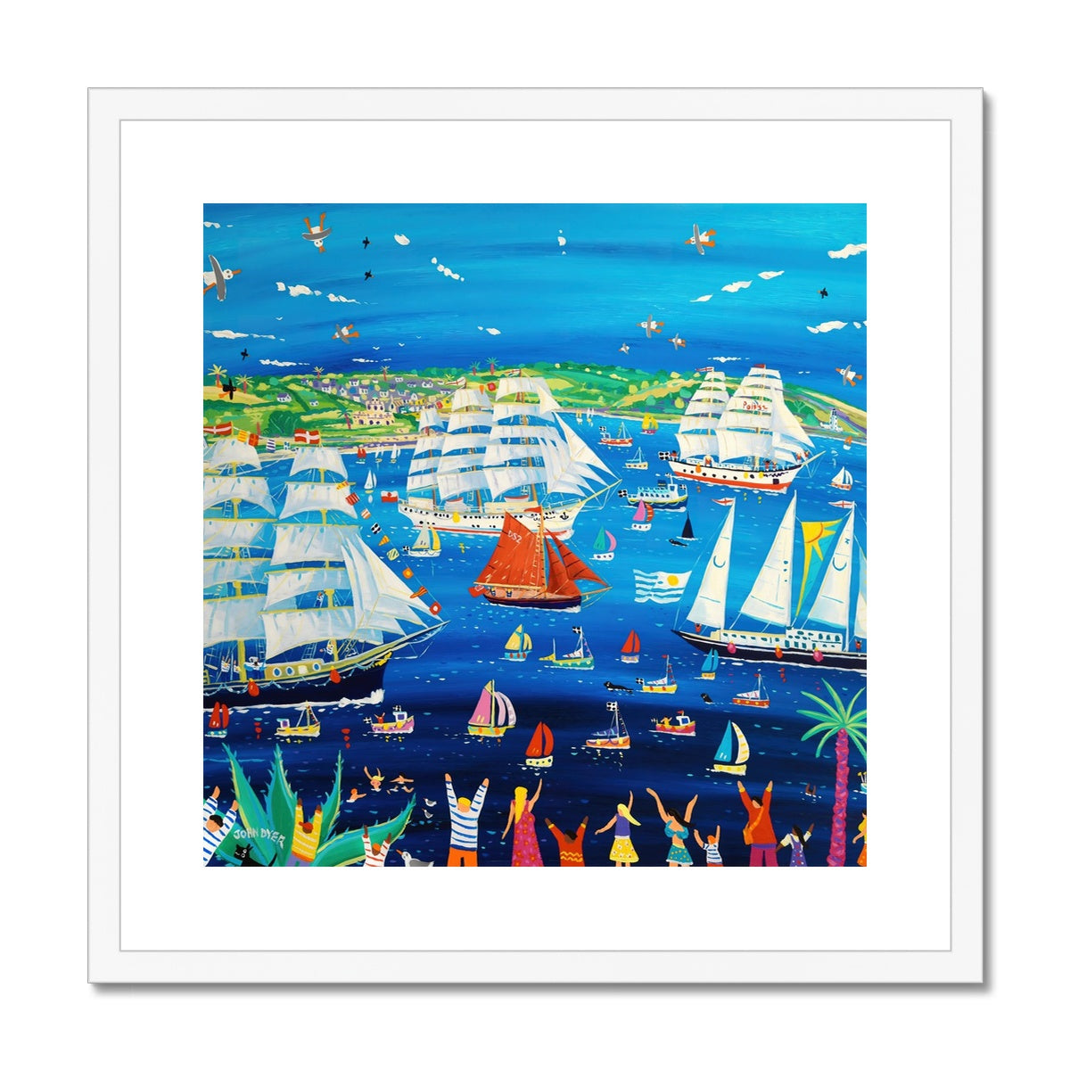 John Dyer Framed Open Edition Cornish Fine Art Print. Falmouth Tall Ships Races 2023. Cornwall Art Gallery