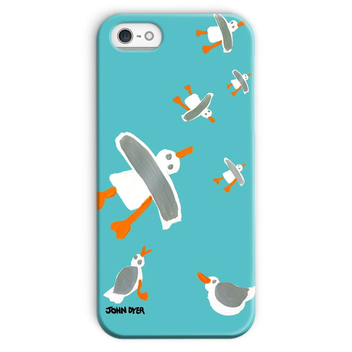 Snap Art Phone Case. Cornish Seagulls - Teal Colour. Artist John Dyer. Cornwall Art Gallery John Dyer