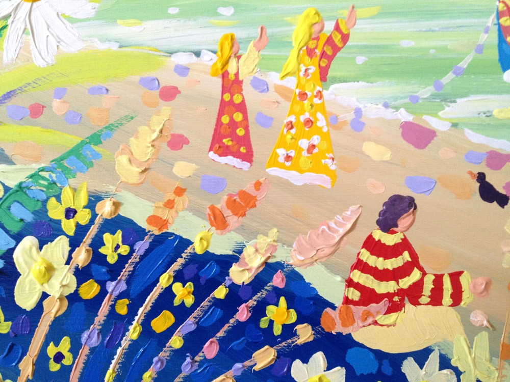 Original Painting by John Dyer. Relaxing by the River, Helford.