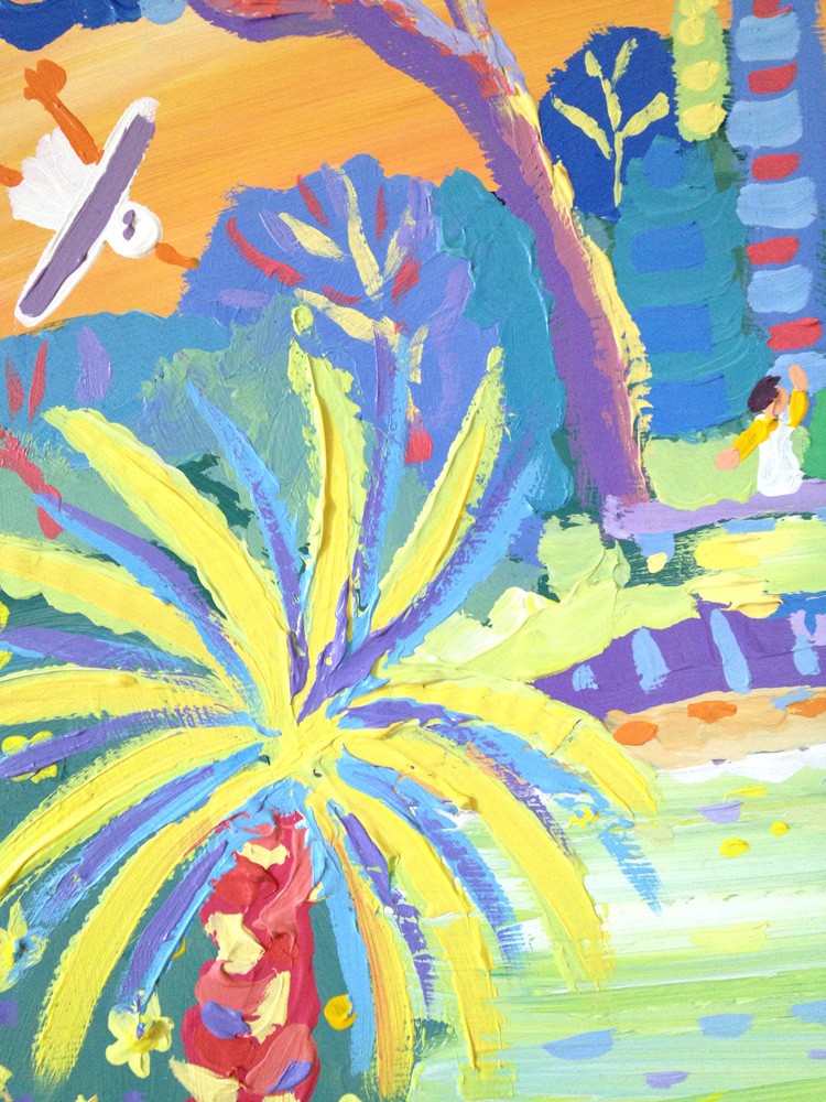 Original Painting by John Dyer. Relaxing by the River, Helford.