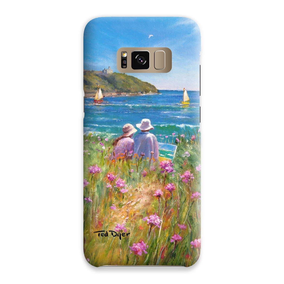 Snap Art Phone Case. Sea Pinks and Painters, Falmouth. Artist Ted Dyer. Cornwall Art Gallery