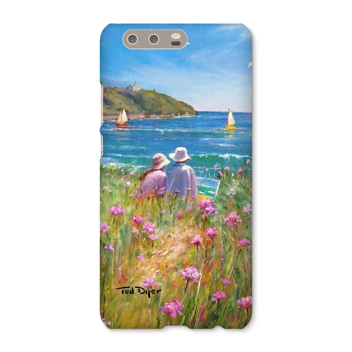 Snap Art Phone Case. Sea Pinks and Painters, Falmouth. Artist Ted Dyer. Cornwall Art Gallery Ted Dyer