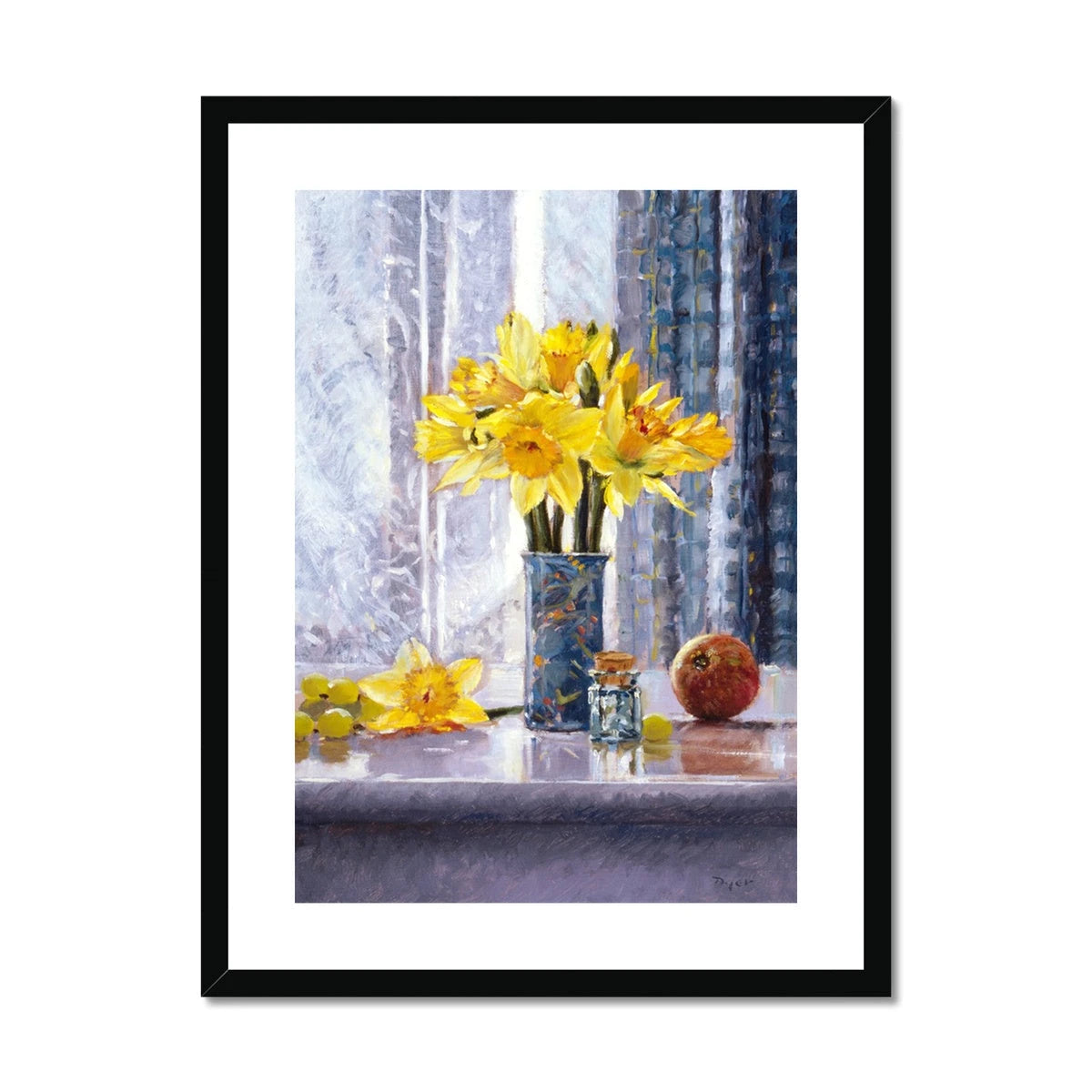 Ted Dyer Framed Open Edition Cornish Fine Art Print. 'Daffodils Still Life'. Cornwall Art Gallery Ted Dyer
