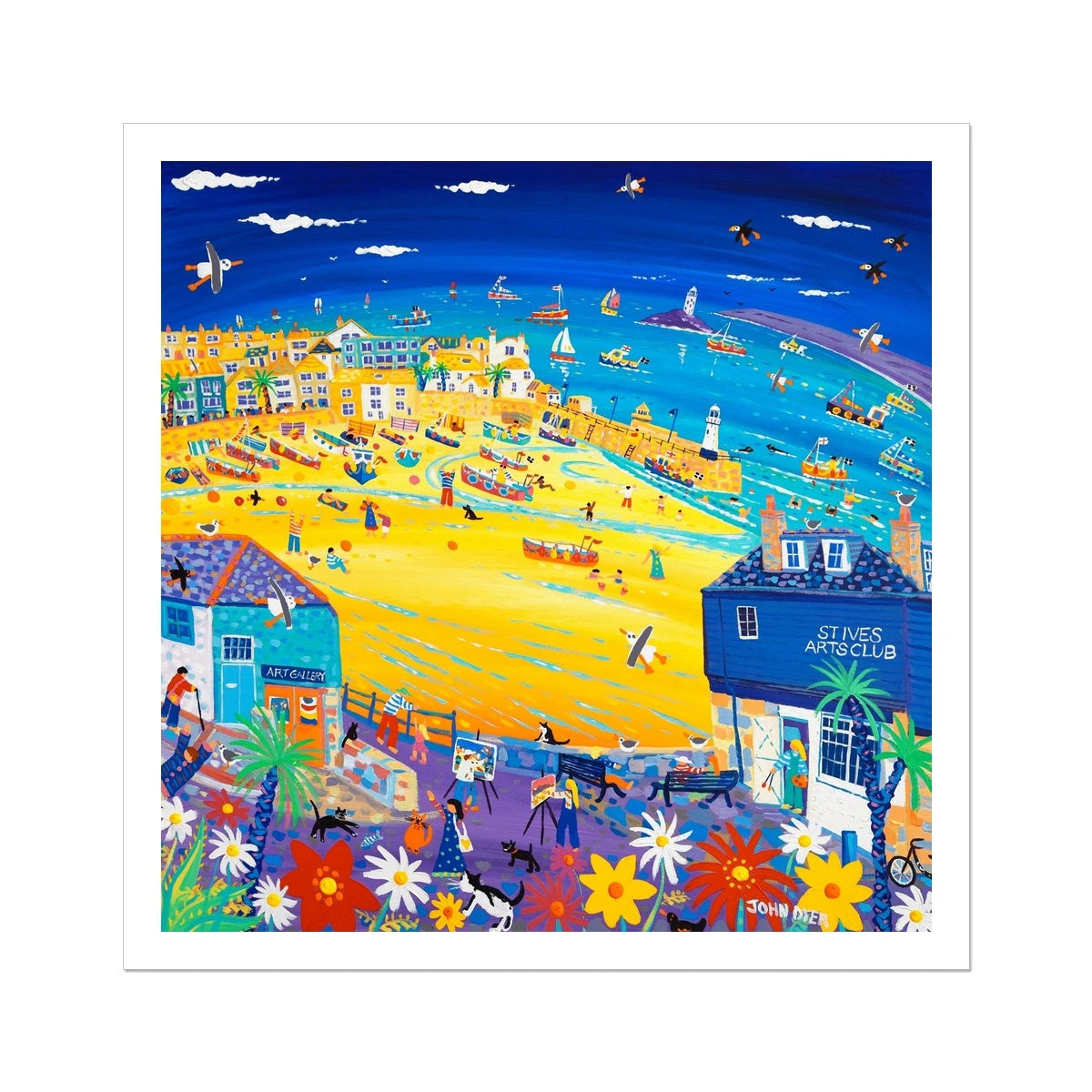John Dyer Fine Art Print. Open Edition Cornish Art Beach Print. 'Arty St Ives'. Cornwall Art Gallery John Dyer