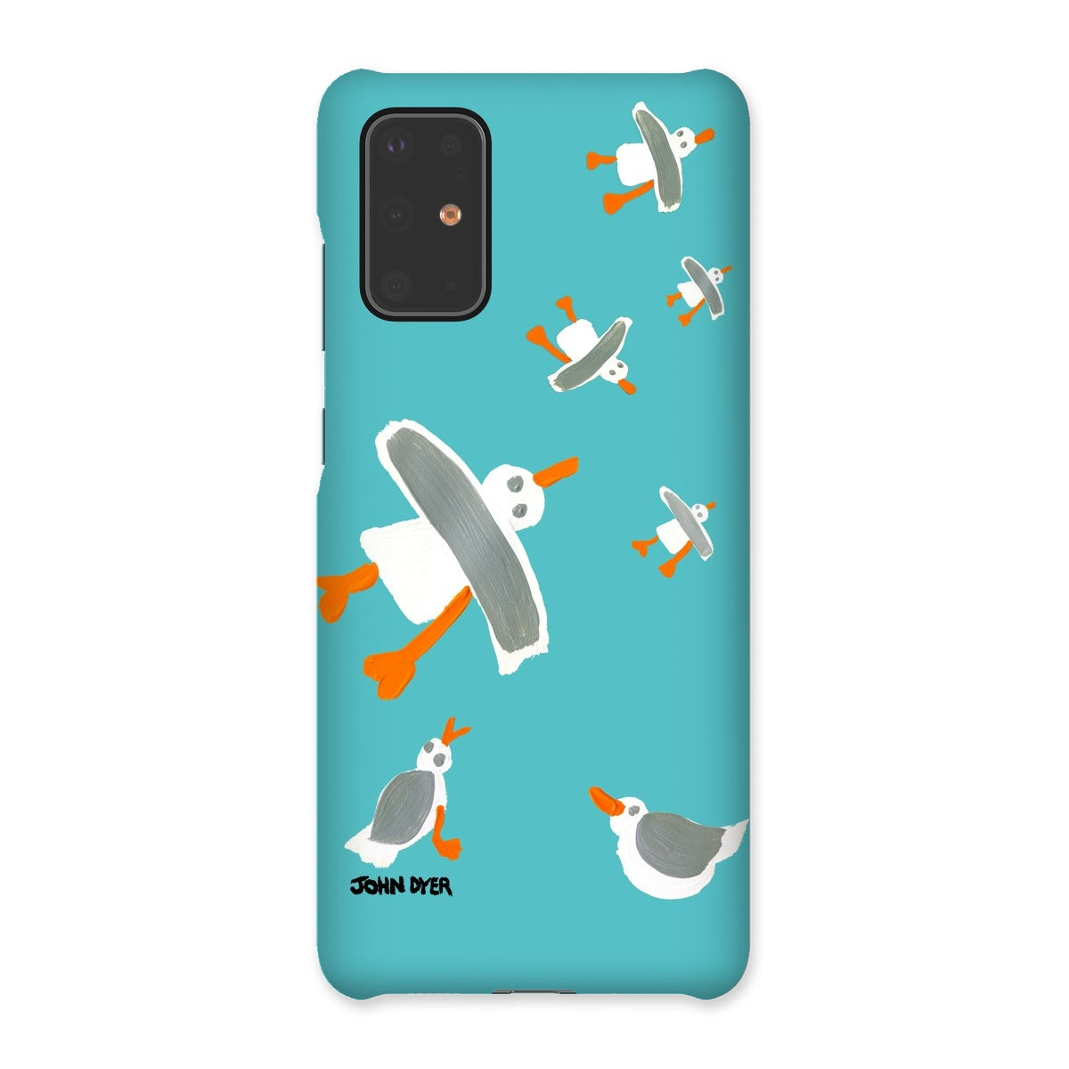 Snap Art Phone Case. Cornish Seagulls - Teal Colour. Artist John Dyer. Cornwall Art Gallery
