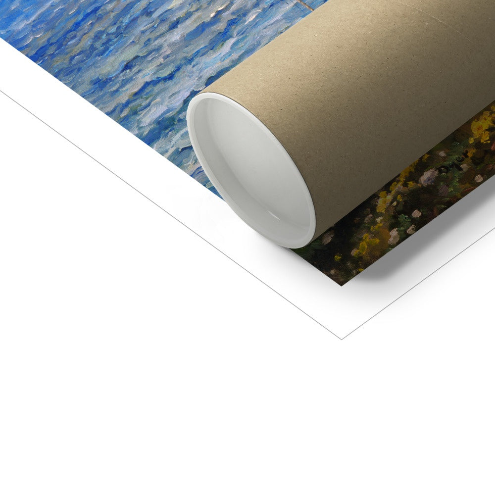 Ted Dyer Museum Quality Open Edition Cornish Art Print. 'Painting on the Cliffs'. Cornwall Art Gallery