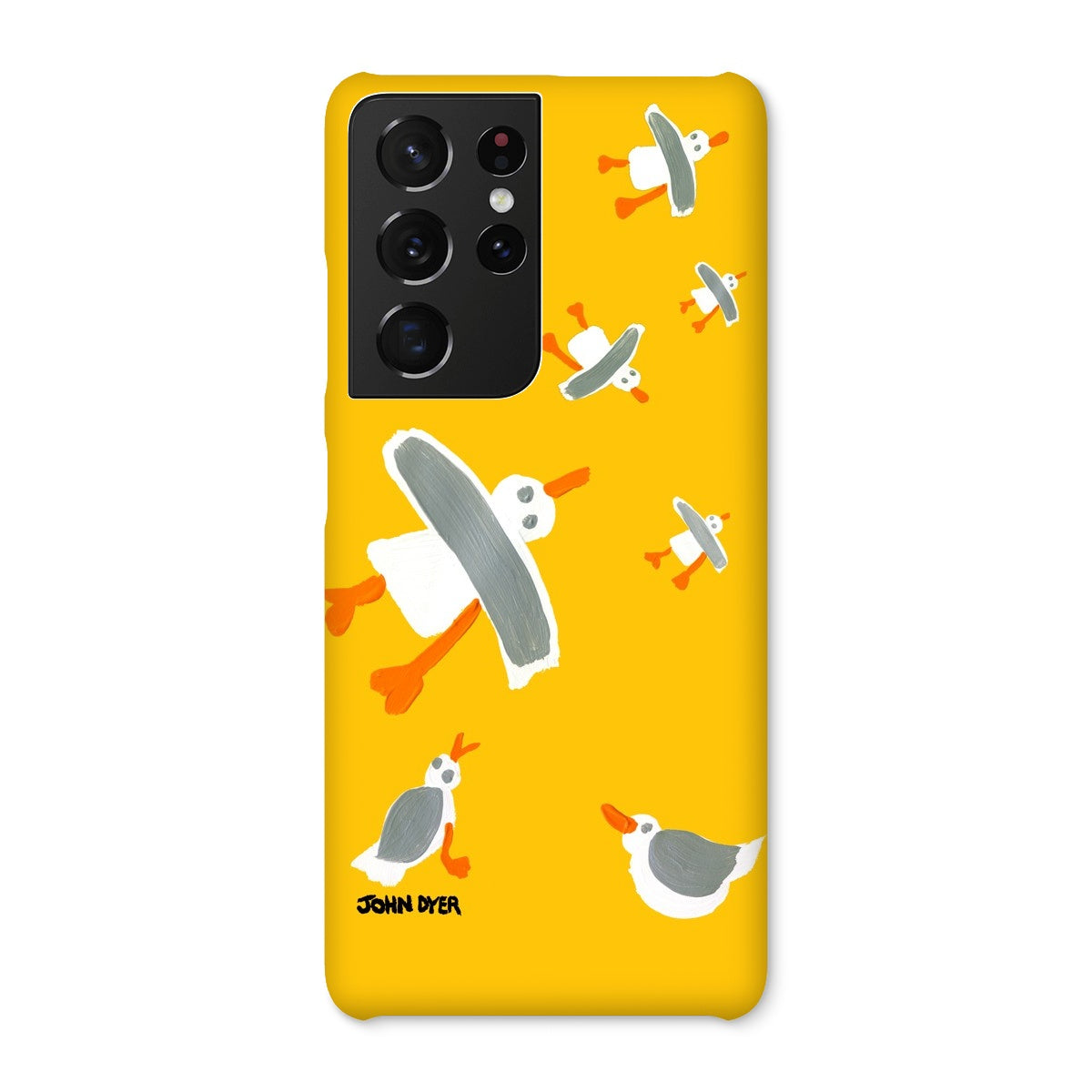 Snap Art Phone Case. Cornish Seagulls - Yellow Colour. Artist John Dyer. Cornwall Art Gallery