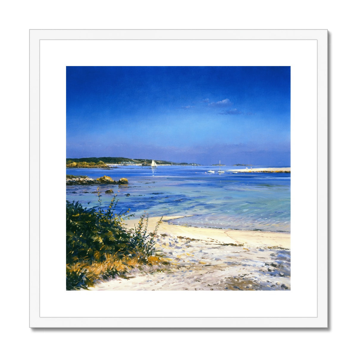 Ted Dyer Framed Open Edition Cornish Fine Art Print. 'Clear Waters, Tresco'. Cornwall Art Gallery
