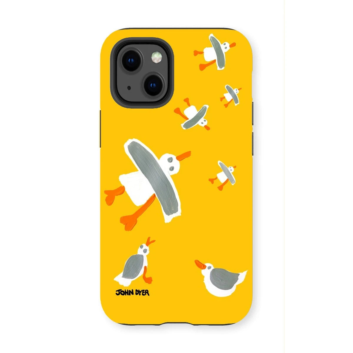 Tough Art Phone Case. Cornish Seagulls - Yellow Colour. Artist John Dyer. Cornwall Art Gallery John Dyer