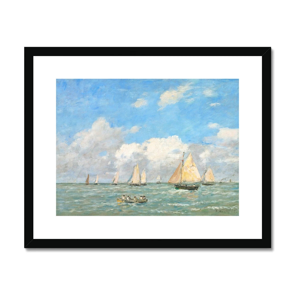 'La Sortie des Barques à Trouville' by Eugène Boudin. Framed Open Edition Fine Art Print. Historic Art Boudin