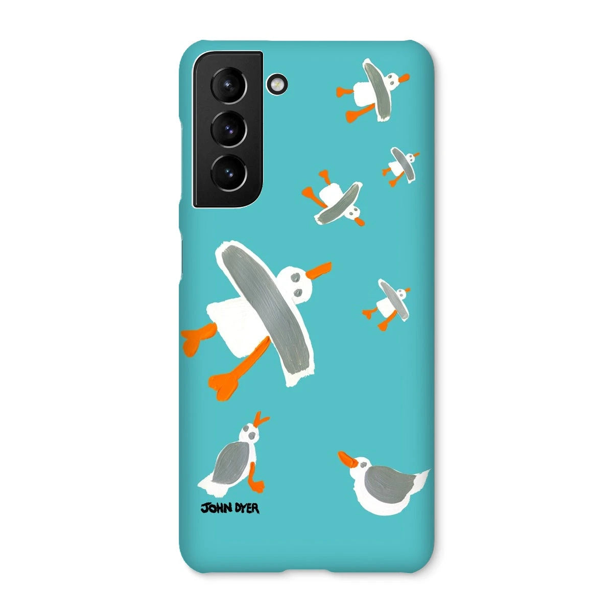 Snap Art Phone Case. Cornish Seagulls - Teal Colour. Artist John Dyer. Cornwall Art Gallery John Dyer