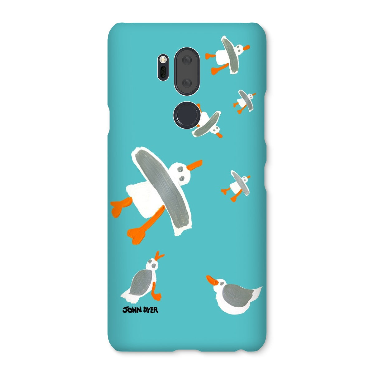 Snap Art Phone Case. Cornish Seagulls - Teal Colour. Artist John Dyer. Cornwall Art Gallery