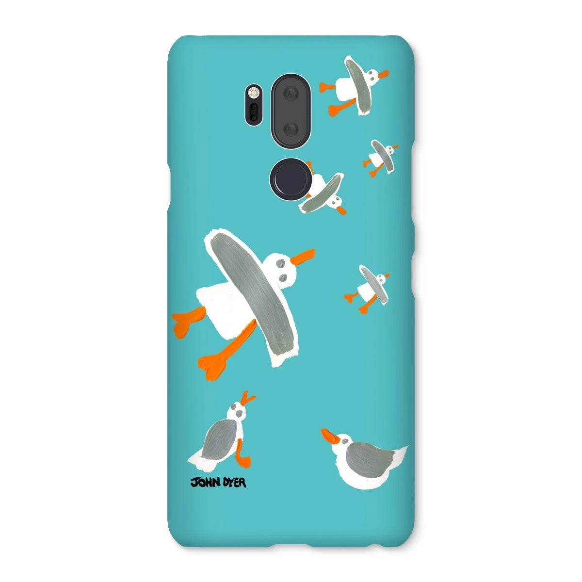 Snap Art Phone Case. Cornish Seagulls - Teal Colour. Artist John Dyer. Cornwall Art Gallery John Dyer