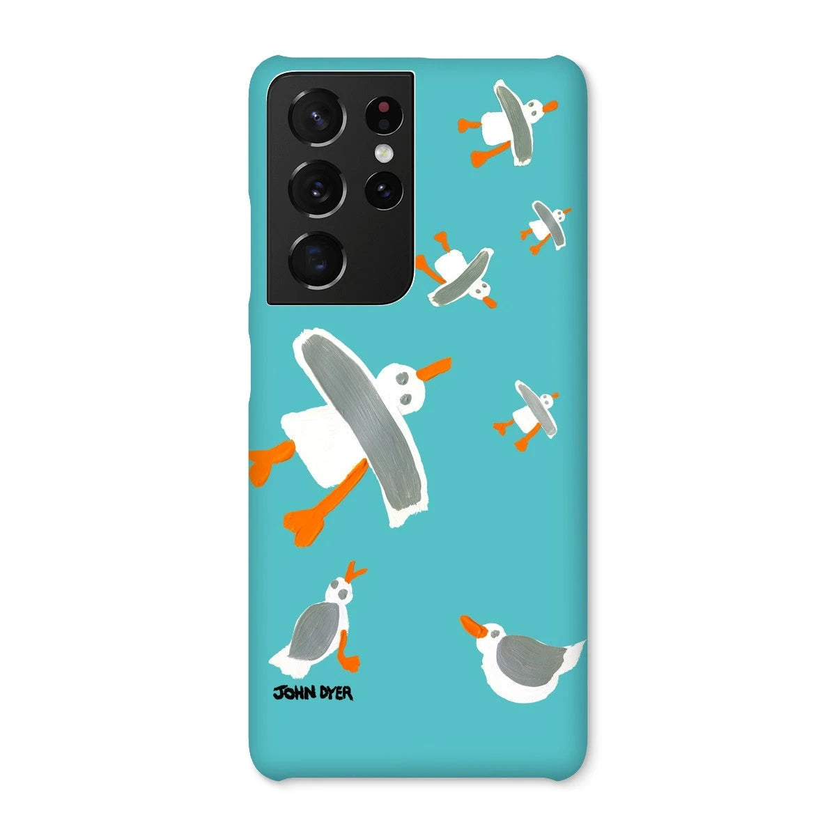 Snap Art Phone Case. Cornish Seagulls - Teal Colour. Artist John Dyer. Cornwall Art Gallery John Dyer