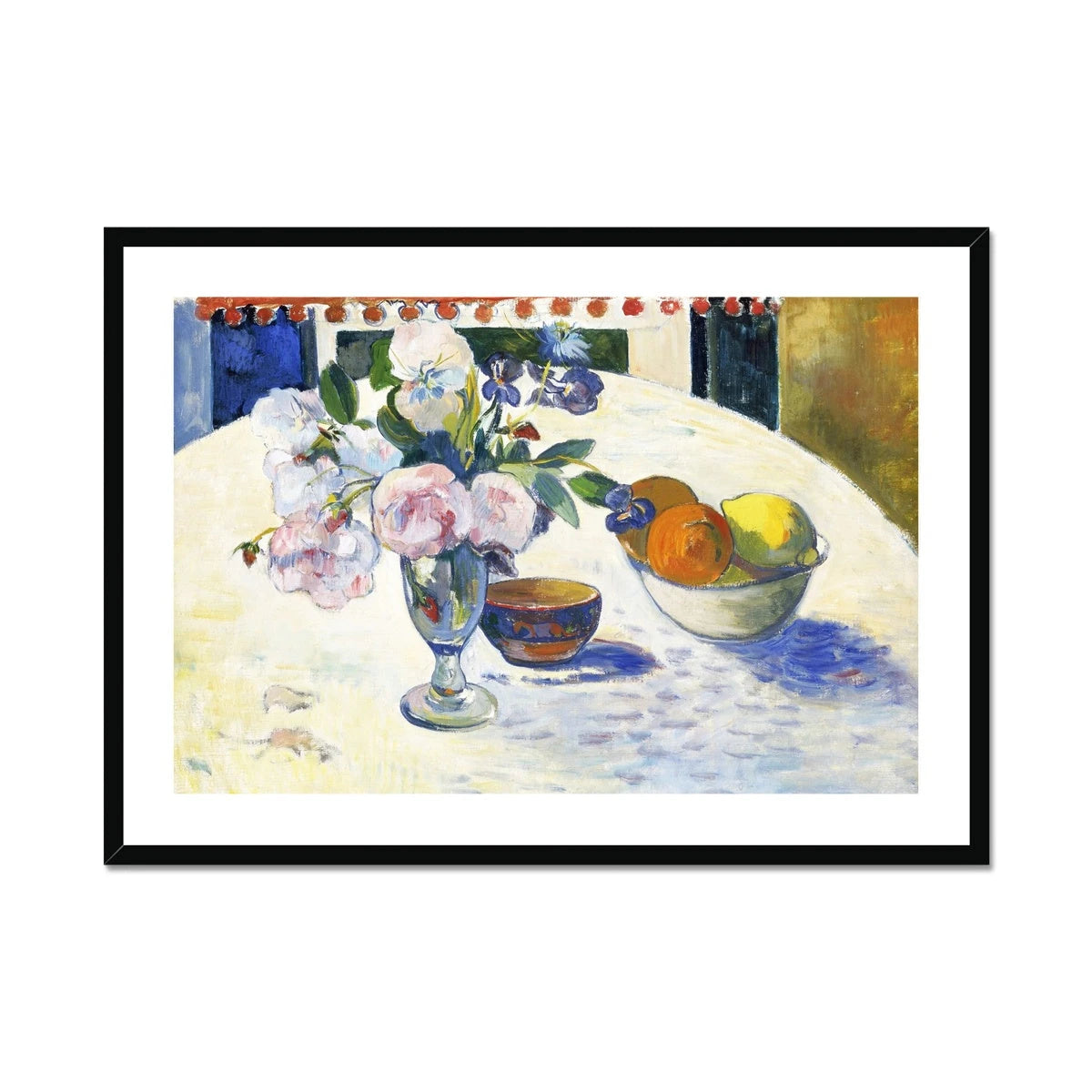 Paul Gauguin Still Life Framed Open Edition Art Print. 'Flowers and a Bowl of Fruit'. Garden Flowers. Art Gallery Historic Art Paul Gauguin