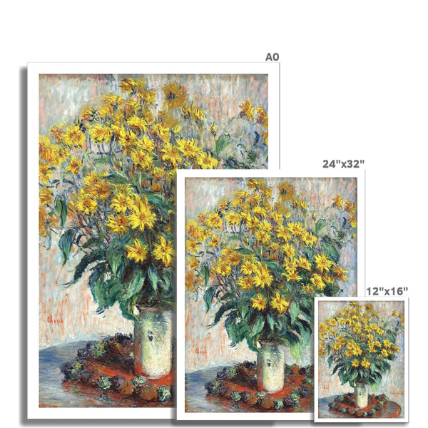 Jerusalem Artichoke Flowers' Garden Flowers Still Life by Claude Monet.  Open Edition Fine Art Print. Historic Art