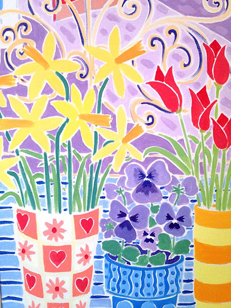 Original Painting by Joanne Short. Through the Window, Portloe, Cornwall. 36 x 12 inches oil on canvas