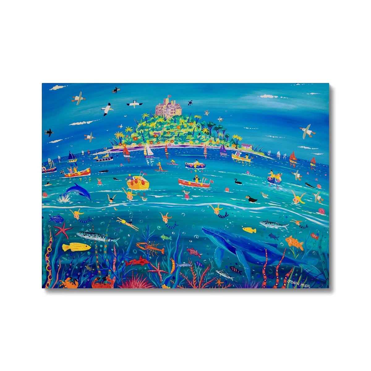 Canvas Art Print 'Underwater Wonders, Mount’s Bay Whale' by John Dyer. Animal Art Prints John Dyer