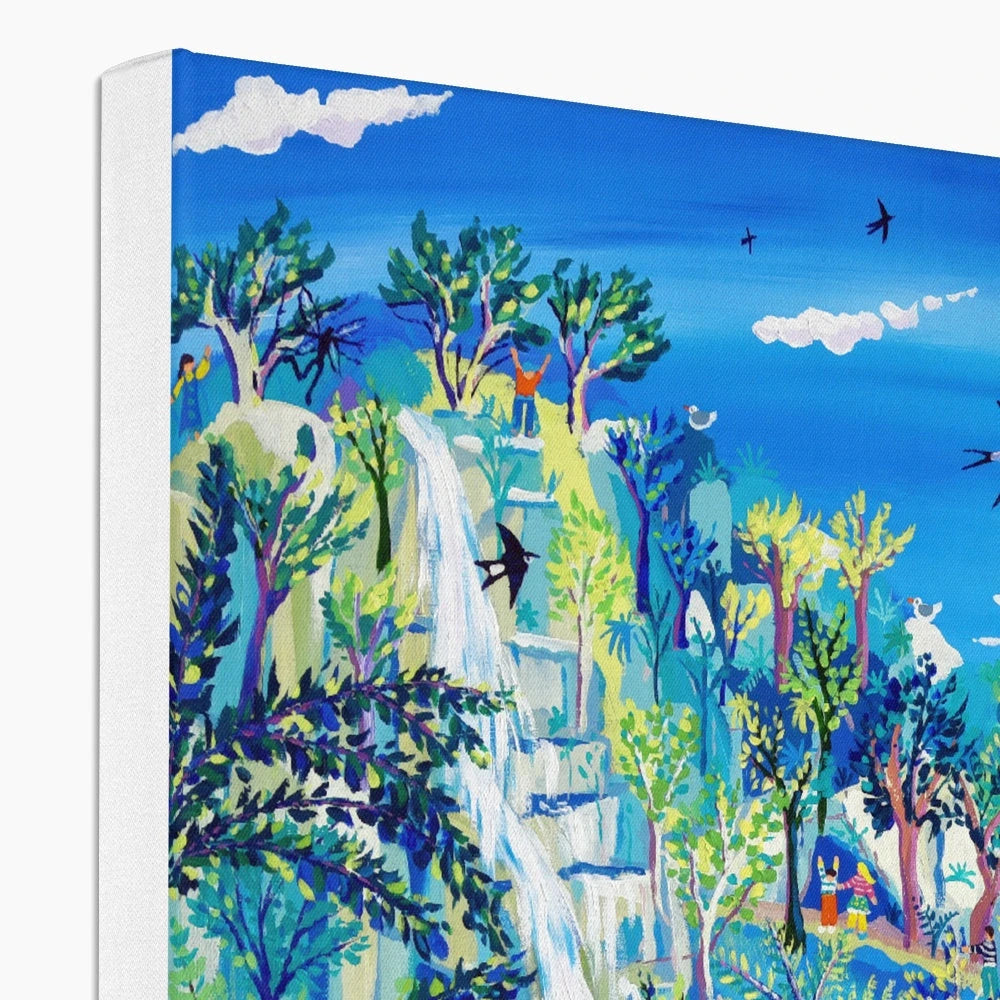 'Exploring Canonteign Falls'. Garden Canvas Art Print of Devon by John Dyer