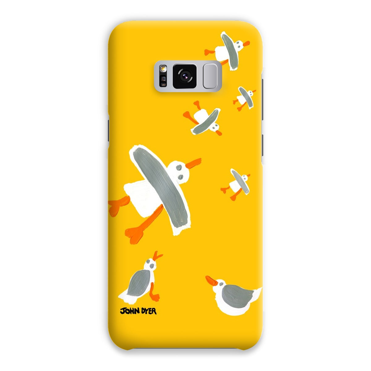 Snap Art Phone Case. Cornish Seagulls - Yellow Colour. Artist John Dyer. Cornwall Art Gallery
