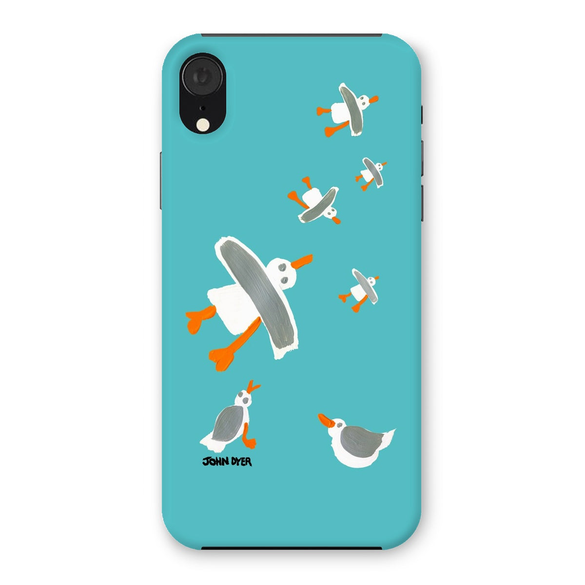 Snap Art Phone Case. Cornish Seagulls - Teal Colour. Artist John Dyer. Cornwall Art Gallery