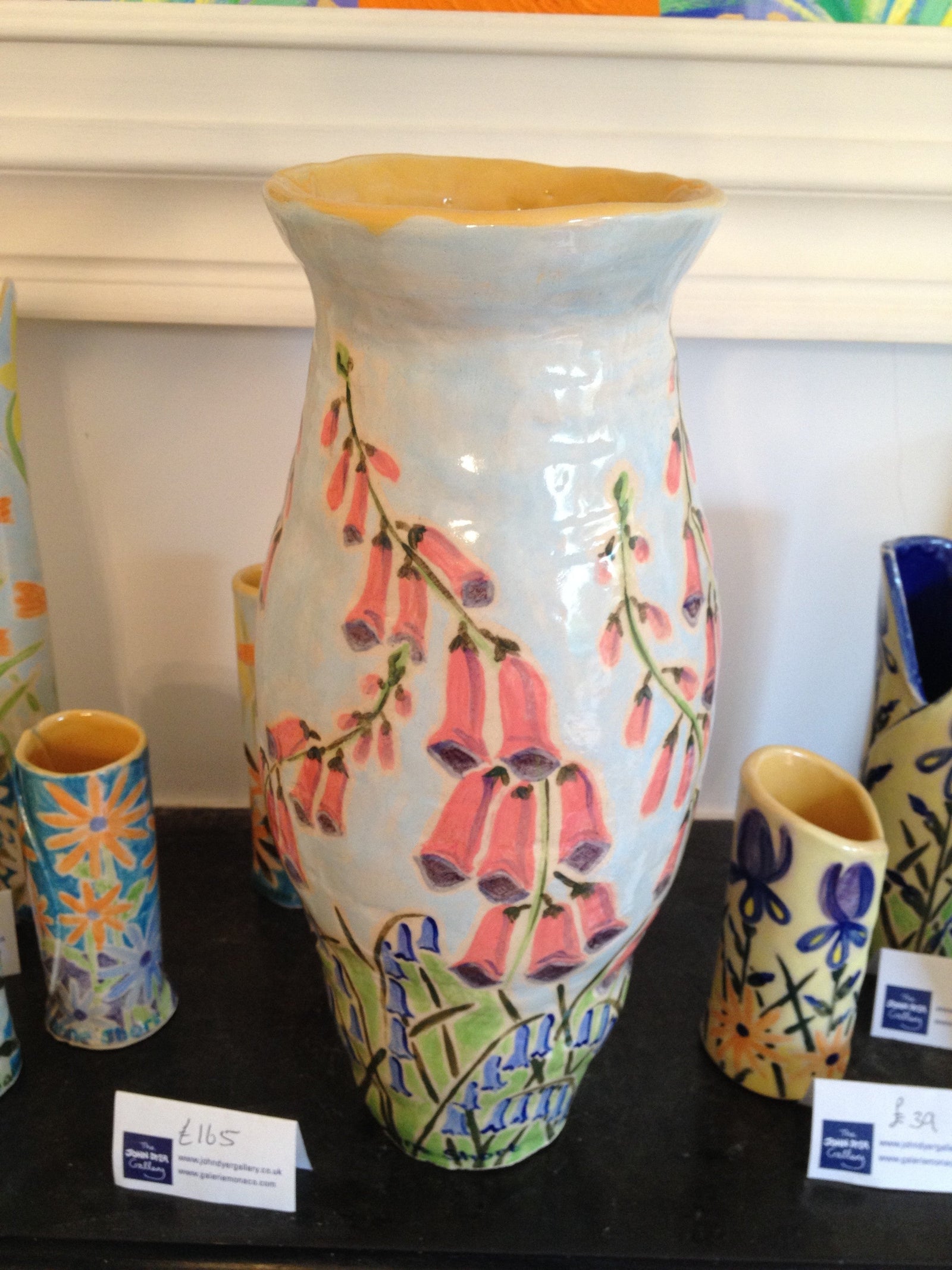 Joanne Short Cornish Ceramic Vase. Bluebells and Foxgloves Joanne Short
