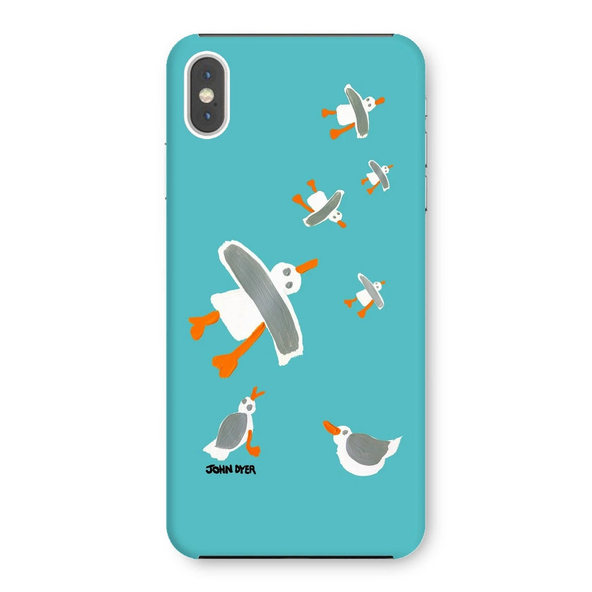 Snap Art Phone Case. Cornish Seagulls - Teal Colour. Artist John Dyer. Cornwall Art Gallery John Dyer