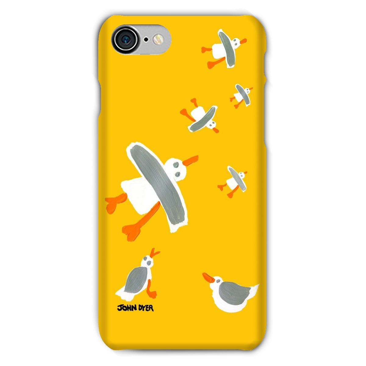 Snap Art Phone Case. Cornish Seagulls - Yellow Colour. Artist John Dyer. Cornwall Art Gallery