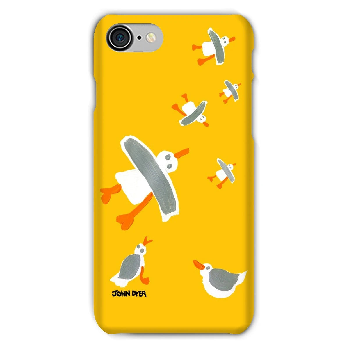 Snap Art Phone Case. Cornish Seagulls - Yellow Colour. Artist John Dyer. Cornwall Art Gallery John Dyer