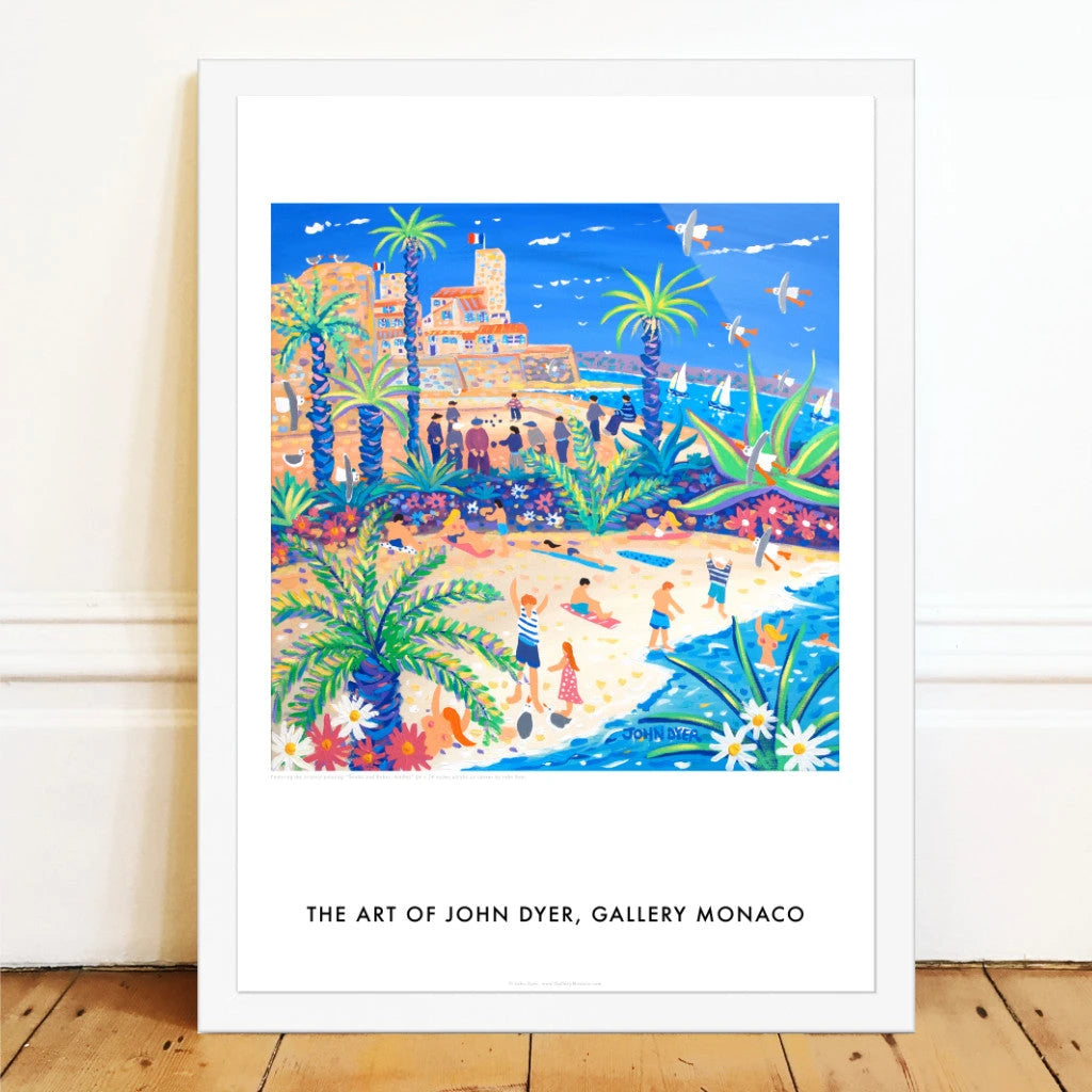 John Dyer Art Poster Print. Gallery Monaco Range. Boules and Babes, Antibes, France John Dyer