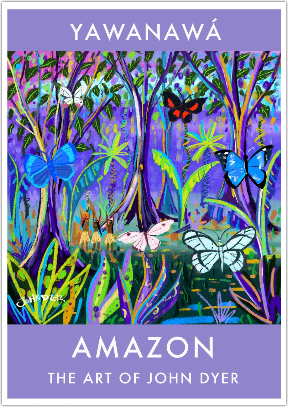 Vintage Style Jungle Poster Art Print by John Dyer. Amazon Rainforest Butterflies. Animal Art Prints John Dyer