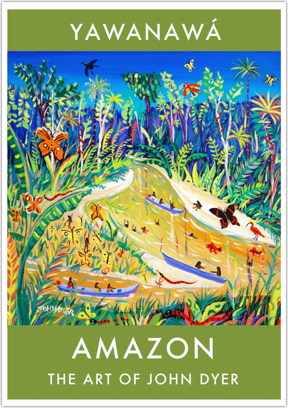 Vintage Style Travel Poster Art Print by John Dyer. Spiritual Butterflies, Rio Gregório, Amazon Rainforest, Brazil. Animal Art Prints John Dyer