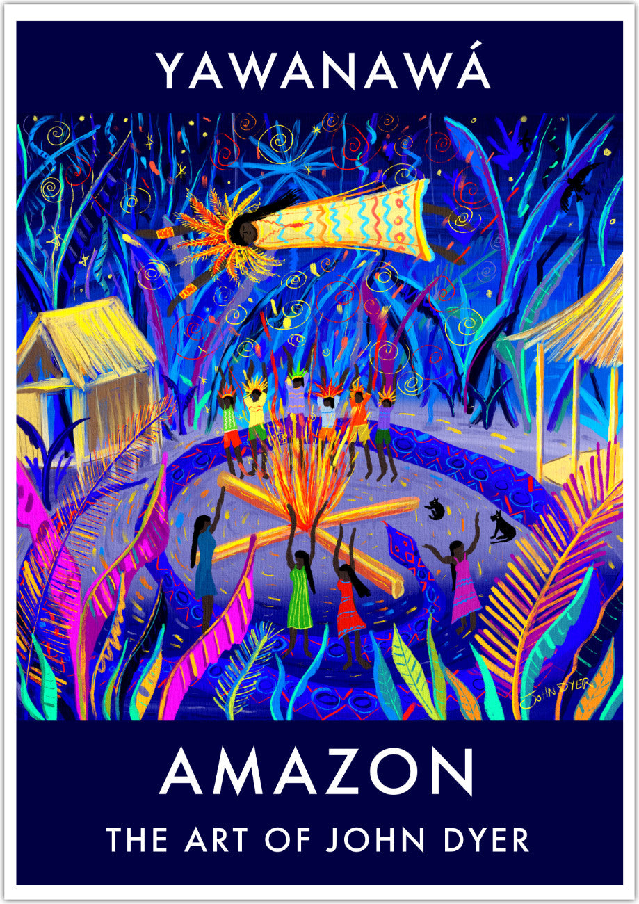 Jungle Wall Art Poster Print by John Dyer. Yawanawá Tribal Ayahuasca Ceremony, Amazon Rainforest
