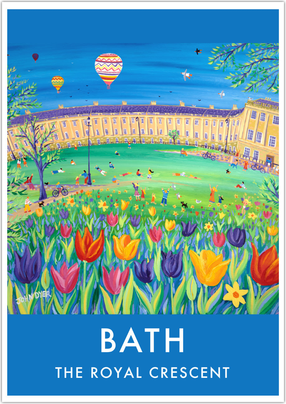 Vintage Style Travel Garden Poster by John Dyer of The Royal Crescent, Bath, Somerset