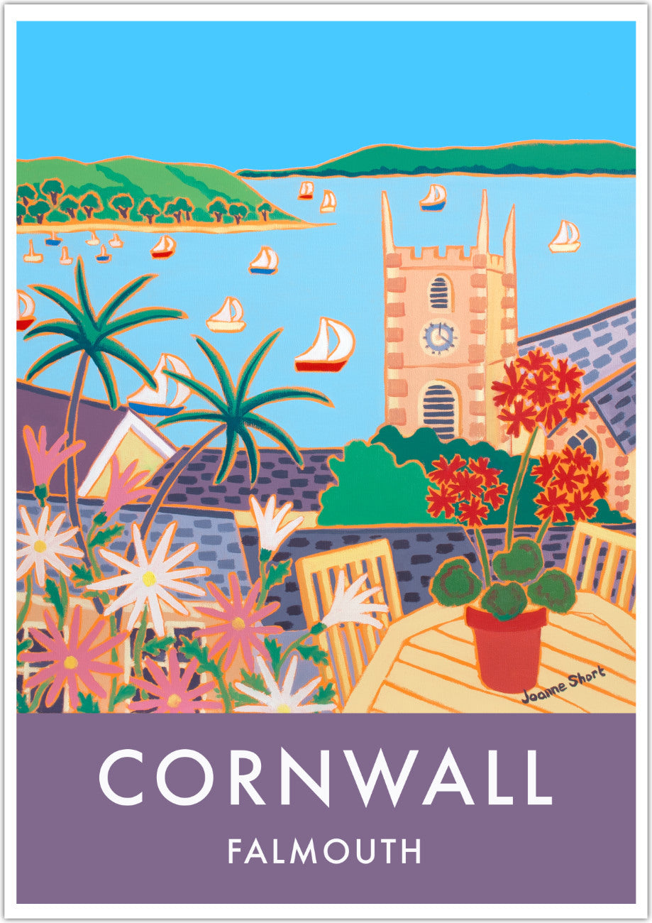 Falmouth Art Prints of Cornwall by Cornish Artist Joanne Short. Cornwall Art Gallery, Vintage Style Posters.