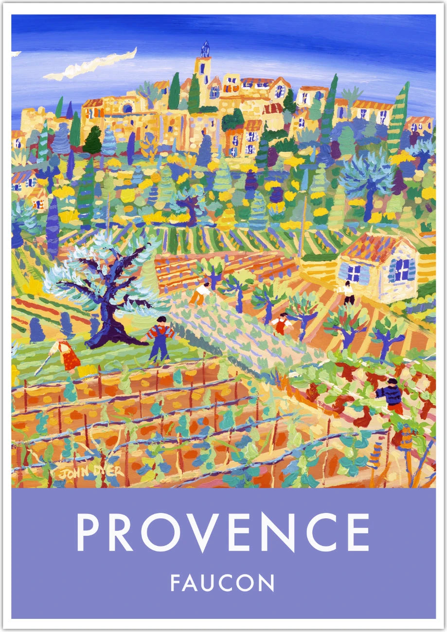 Vintage Style French Wall Art Print. Faucon Provence by John Dyer. French Art Gallery John Dyer
