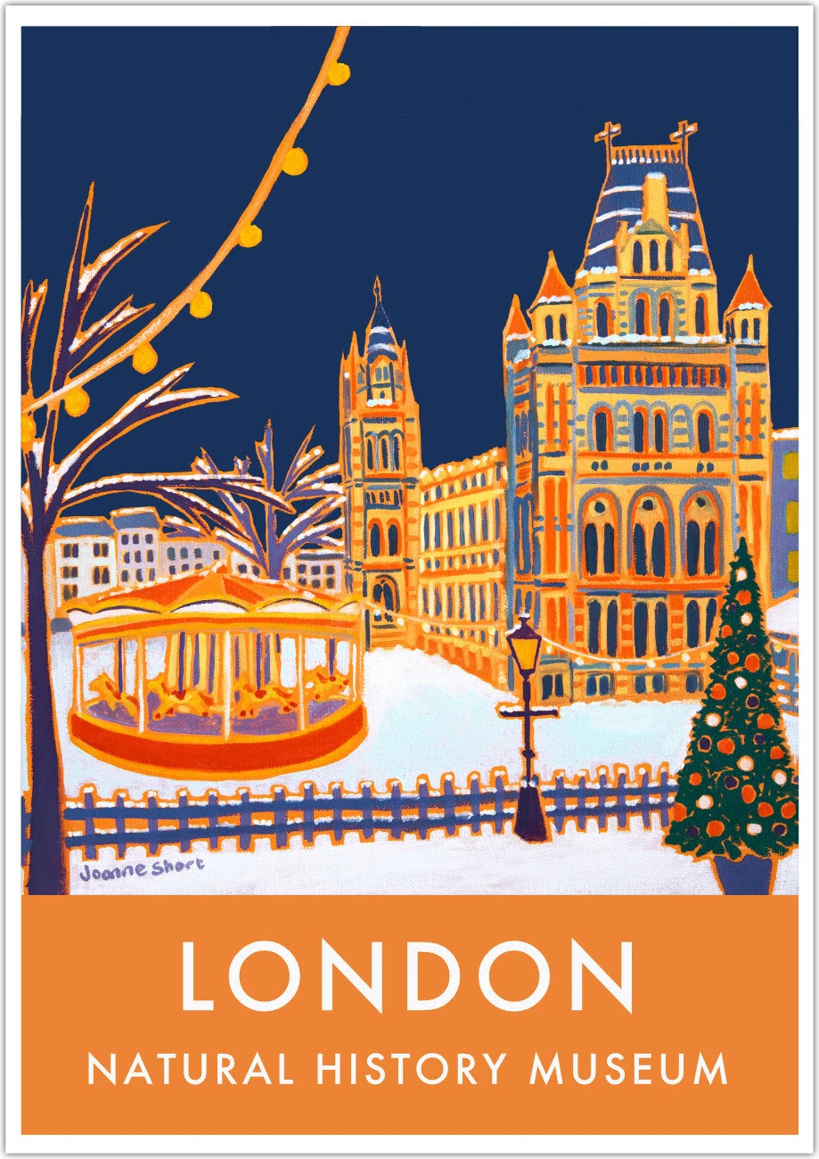 Vintage Style London Travel Poster Print by Joanne Short of The Natural History Museum, London Joanne Short