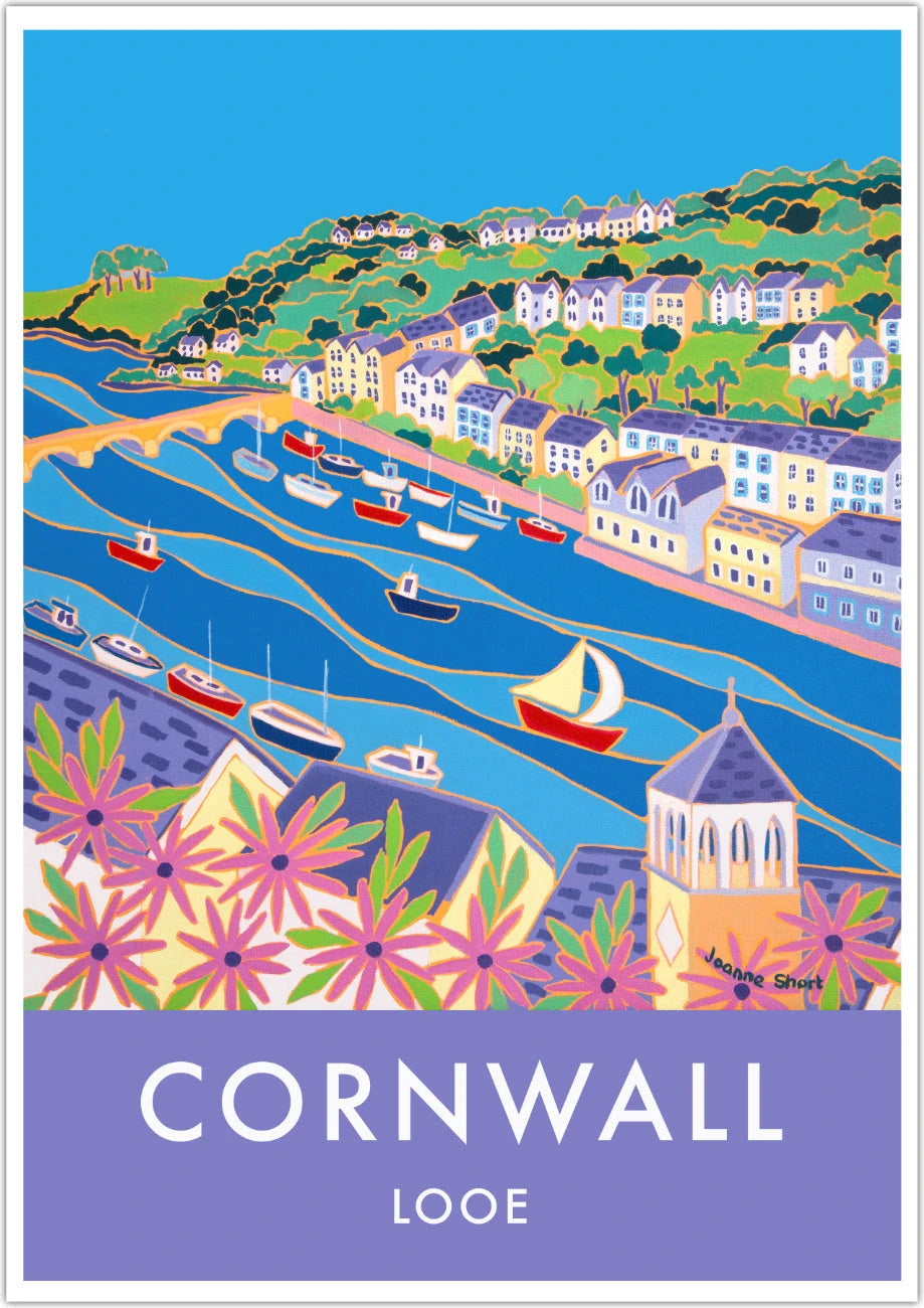 Looe Art Prints of Cornwall by Cornish Artist Joanne Short. Cornwall Art Gallery, Vintage Style Posters. Joanne Short