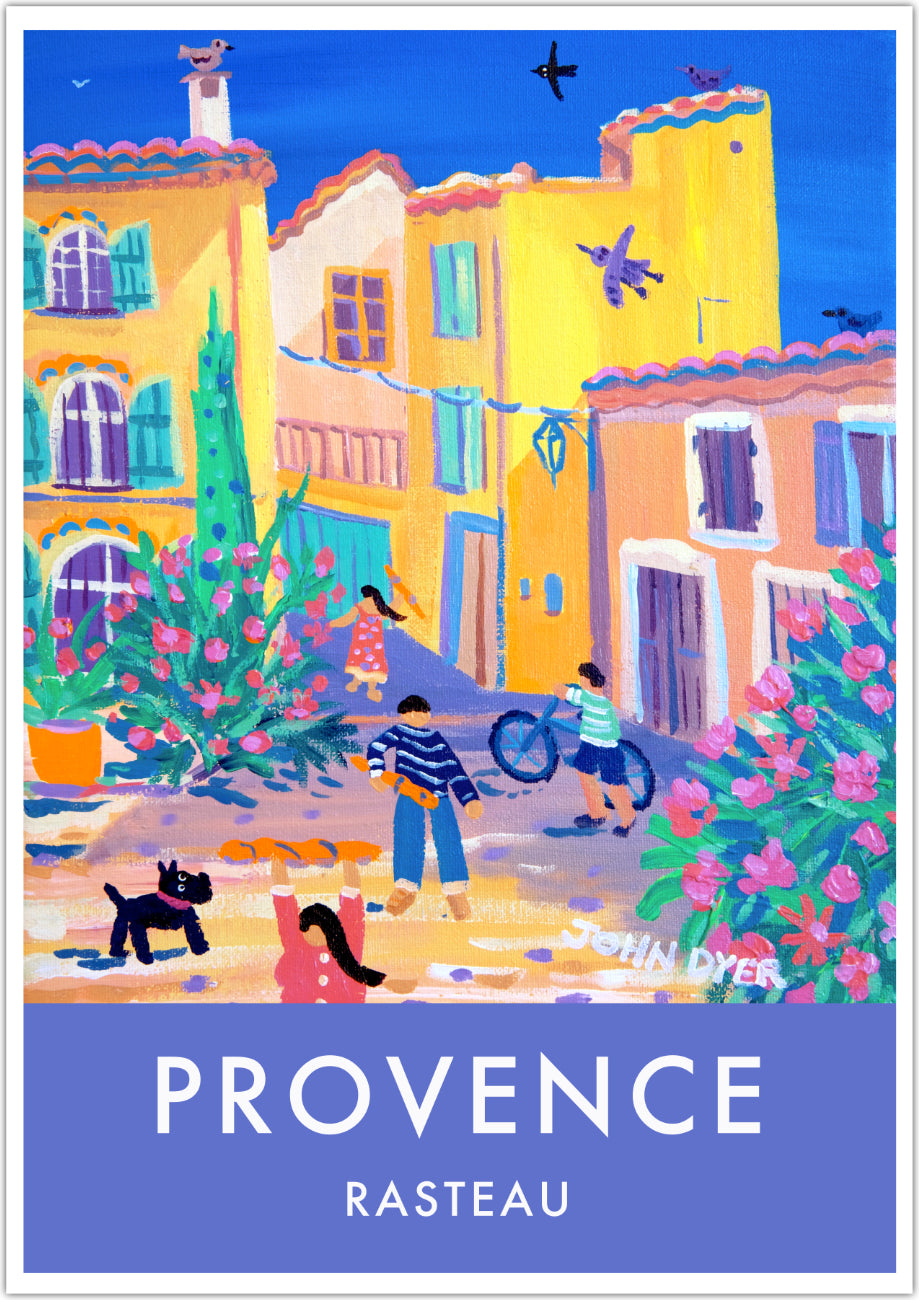 French Wall Art Travel Poster Print by John Dyer. Rasteau Village Provence.