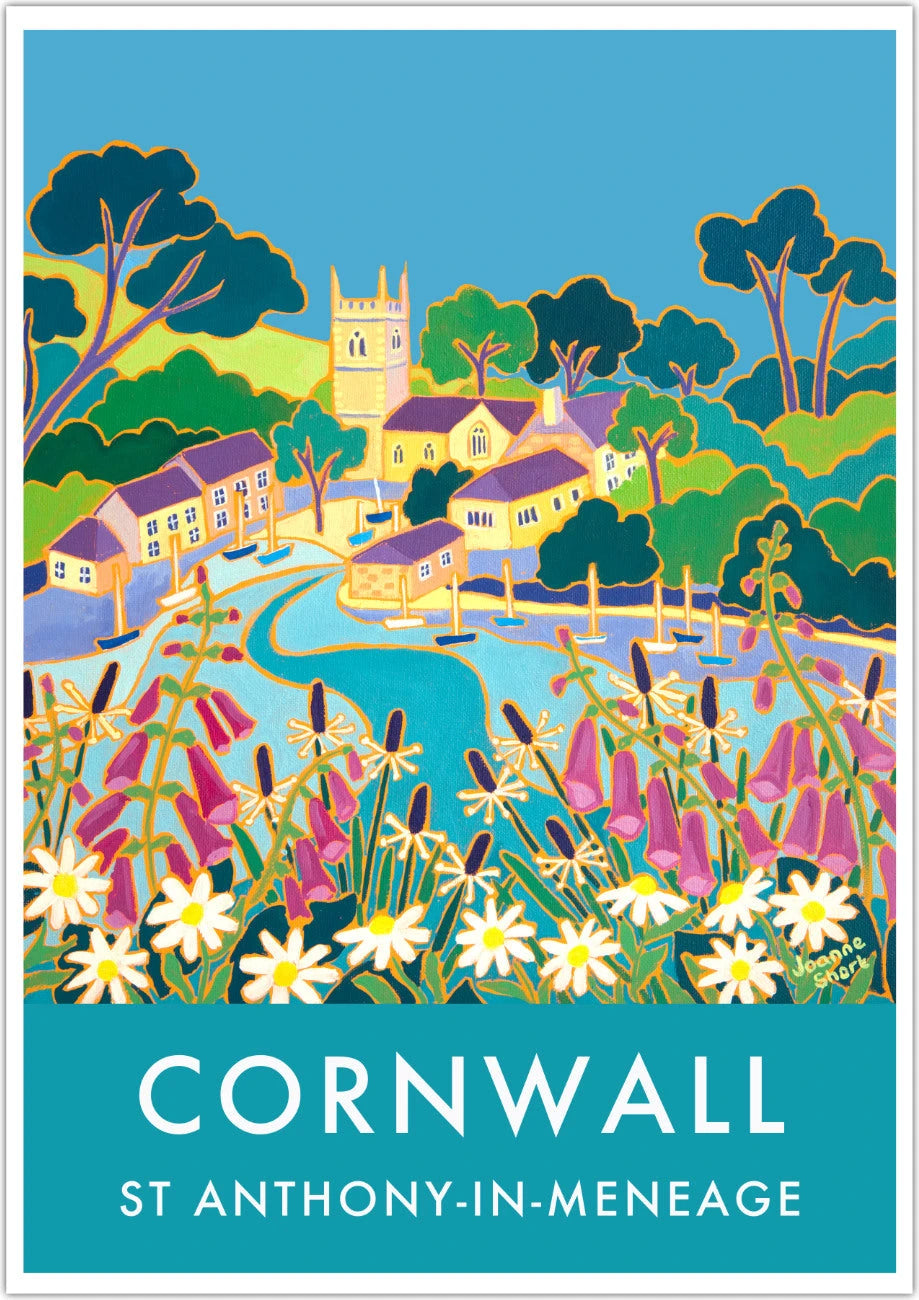 Vintage Style Seaside Travel Art Poster Print by Joanne Short of St Anthony-In-Meneage, Helford Joanne Short