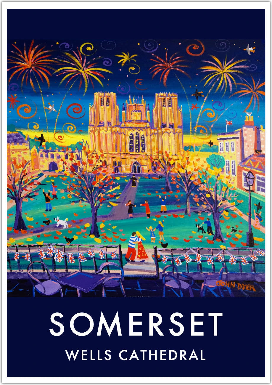 Wall Art Poster Garden Print by John Dyer. Wells Cathedral, Somerset. Somerset Art Gallery John Dyer