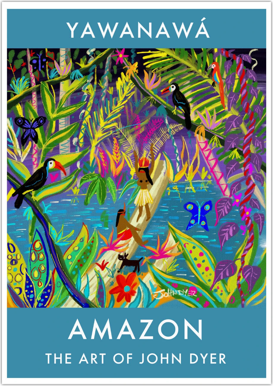 Vintage Style Travel Art Poster Print by John Dyer. Sacred Amazon Rainforest Jungle. John Dyer