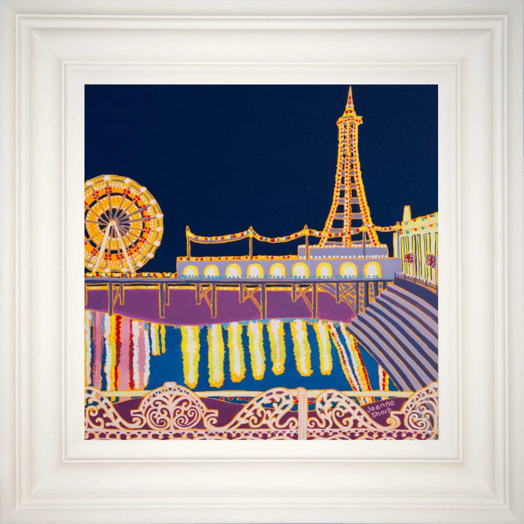 Painting by Joanne Short. 'Illuminated Blackpool'. 12 x 12 inches oil on canvas. Cornwall Art Gallery Joanne Short