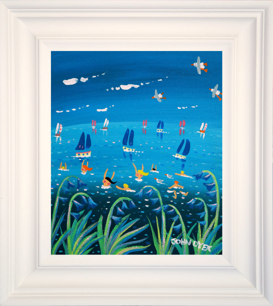 John Dyer Painting. Blue Bathing Belles.
12 x 10 inches, acrylic on canvas