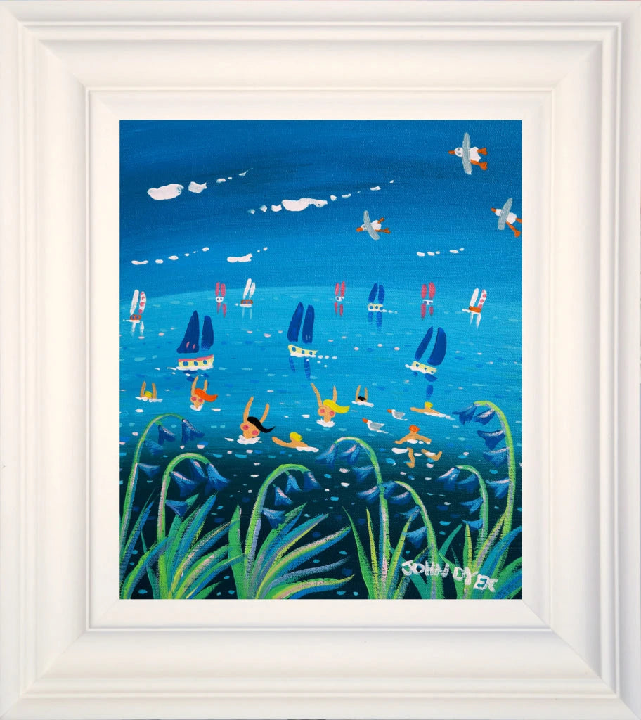 John Dyer Painting. Blue Bathing Belles.
12 x 10 inches, acrylic on canvas John Dyer