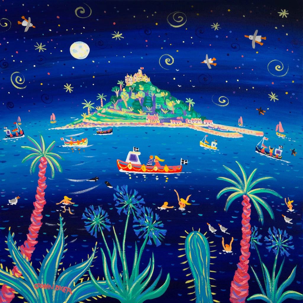 John Dyer Painting. Love Boat, St Michael’s Mount.
24 x 24 inches, acrylic on canvas John Dyer