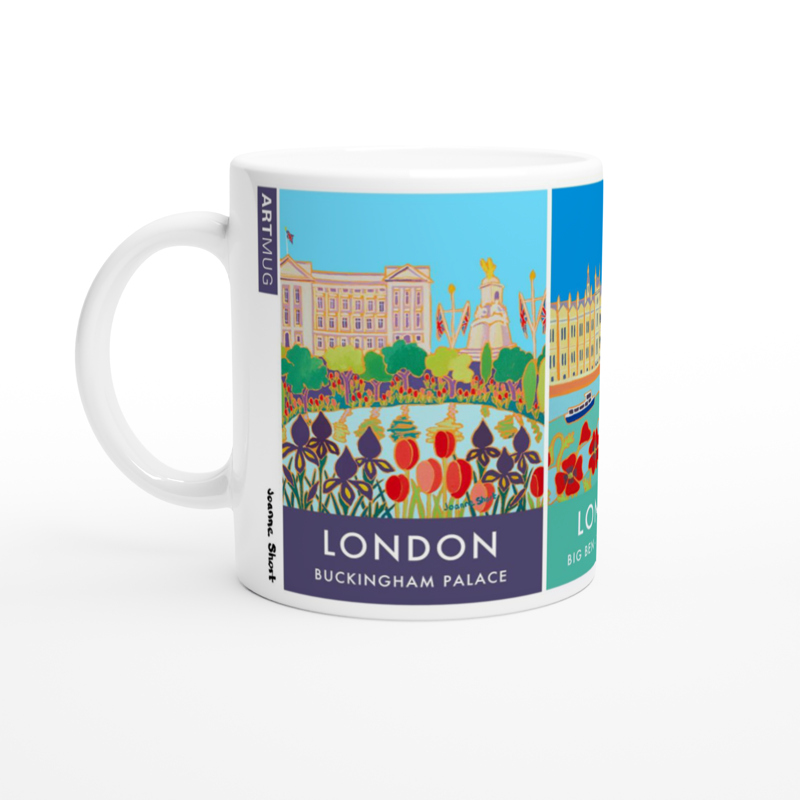Joanne Short Ceramic Art Mug featuring London. Buckingham Palace, Big Ben, Westminster, Tower Bridge Joanne Short
