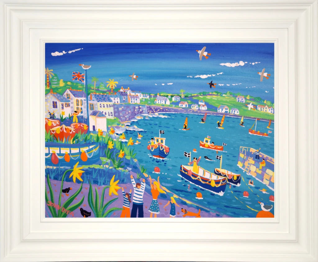 John Dyer Painting. Exploring the Harbour, Coverack. 18 x 24 inches acrylic on canvas John Dyer