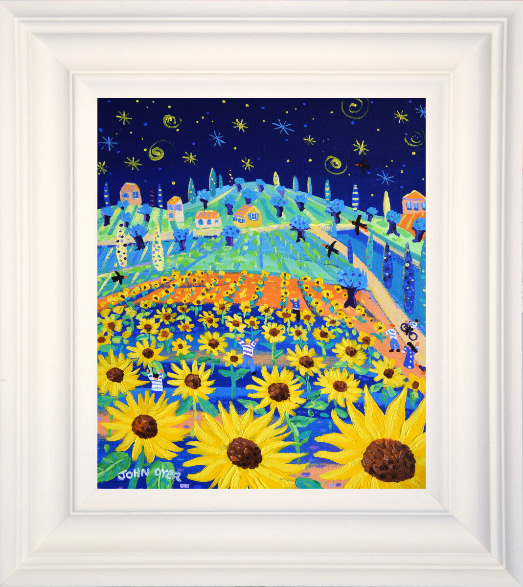 John Dyer Painting. Sunflowers and Stars. 12 x 10 inches acrylic on canvas